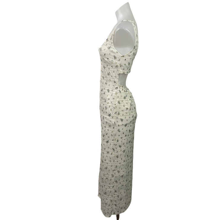 Demetra For Aeropostale White Floral Lace Sleeveless Midi Bodycon Dress Size S