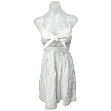 FancyInn White Sleeveless Tie Front Cutout Smocked A Line Mini Dress Size S