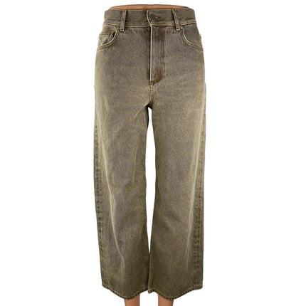 Cos Women's Green Gray Faded High Rise Wide Leg Baggy Denim Jeans Pants Size 25