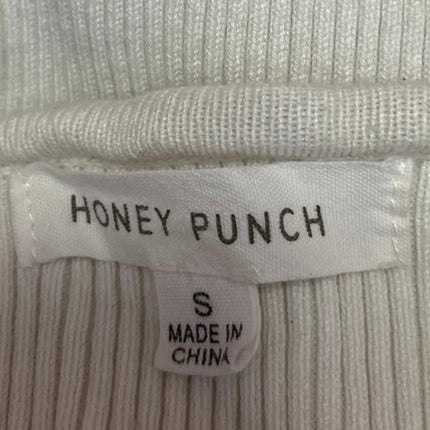 Honey Punch White Ribbed Knit Strapless Sweetheart Tube Bodysuit Top Size S