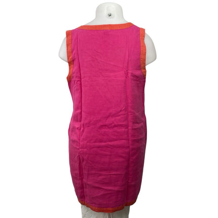 Sigrid Olsen 100% Linen Color Block Sleeveless V Neck Mini Tank Shift Dress XL