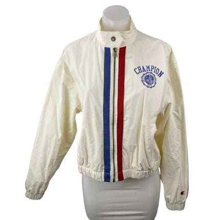 Champion Game Day Stripe Logo Long Sleeve Zip Windbreaker Athletic Jacket Top M