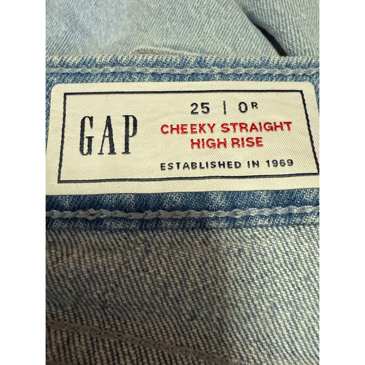 NEW Gap Cheeky Straight High Rise Blue Distressed Cropped Denim Jeans Size 25