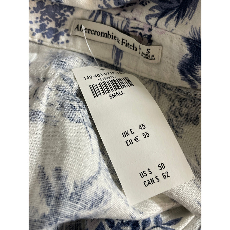 NEW Abercrombie & Fitch Blue Tropical Button Up Shirt Shorts 2 Pc Set Size S