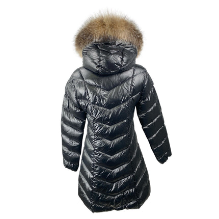 Moncler Women's Black Faux Fur Hoodie Long Sleeve Full Zip Puffer Coat Jacket 2