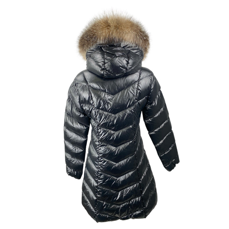 Moncler Women's Black Faux Fur Hoodie Long Sleeve Full Zip Puffer Coat Jacket 2