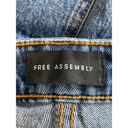 Free Assembly Women's Blue High Rise Wide Leg Baggy Palazzo Denim Jeans Size 35