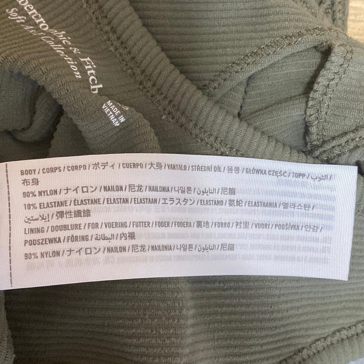 Abercrombie & Fitch Womens Green Rib Knit Sleeveless V-neck Bodysuit Tank Top XS