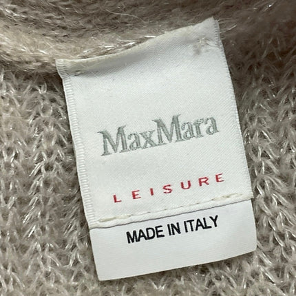 MaxMara Womens Beige Ribbed Knit Pocket Long Sleeve Open Cardigan Sweater Size M