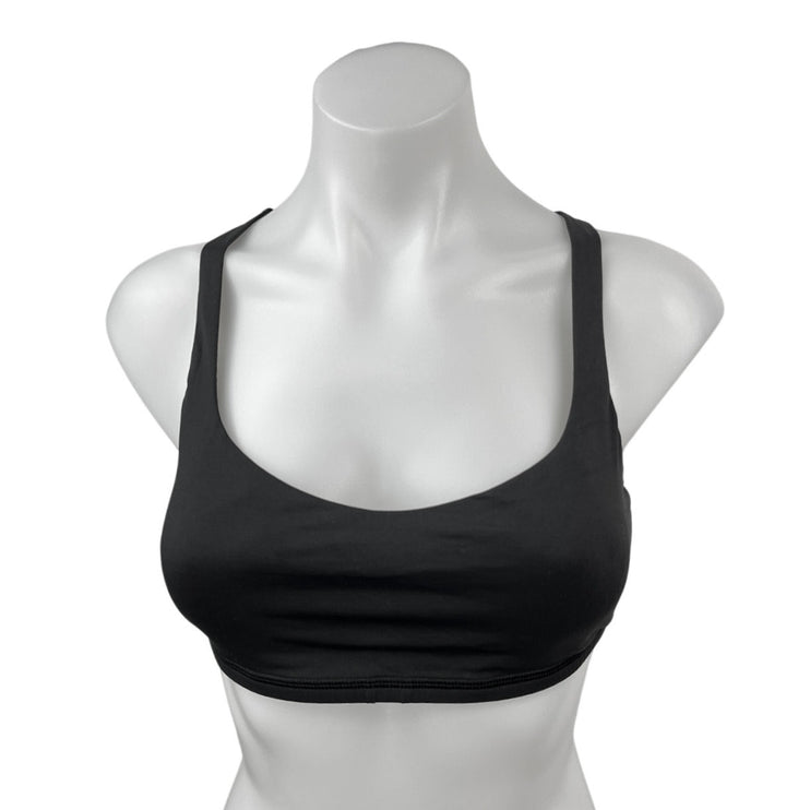 Lululemon Black Scoop Neck Cross Back Workout Athletic Sports Bra Top Size 8