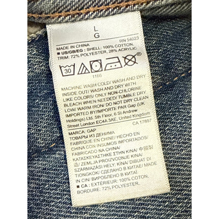 Gap 1969 Men's Blue Faux Shearling Fleece Long Sleeve Denim Jean Jacket Size L