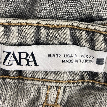 Zara Gray Washed Cotton Mid Rise Distressed Raw Hem Denim Bermuda Jean Short Sz0