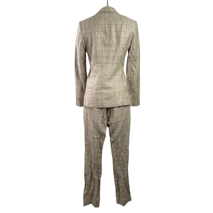Studio Rocky Women's Beige Window Pane Blazer Trousers 2 Piece Suit Set Size M
