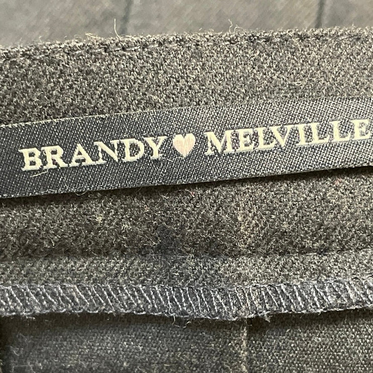 Brandy Melville Women's Black High Waisted Pleated Buckle Mini A-Line Skirt Sz M