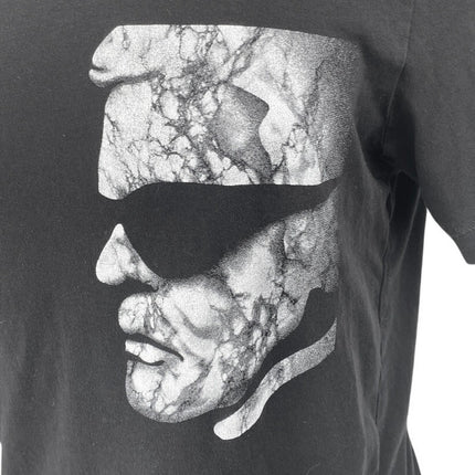 Karl Lagerfeld Black Face Print Crewneck Short Sleeve Graphic Tee T-shirt Top L