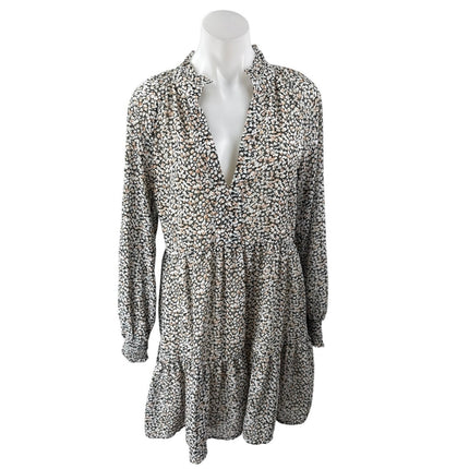 Saks Fifth Avenue Multicolor Floral Long Sleeve V Neck Tiered Mini Dress Size S