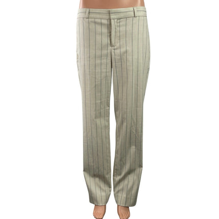 Banana Republic Beige Striped High Waisted Straight Leg Trousers Dress Pants 6