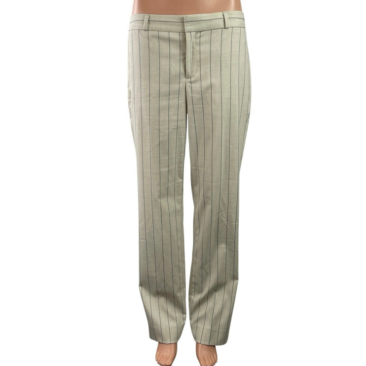 Banana Republic Beige Striped High Waisted Straight Leg Trousers Dress Pants 6