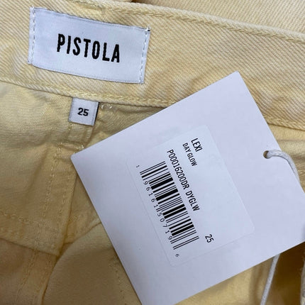 NEW PISTOLA Women's Light Yellow High Rise Straight Leg Denim Jeans Pants Sz 25