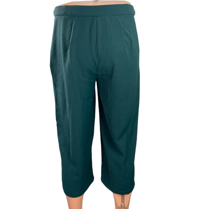 Vero Moda Women's Green High Waisted Straight Leg Ankle Capri Trousers Pants M