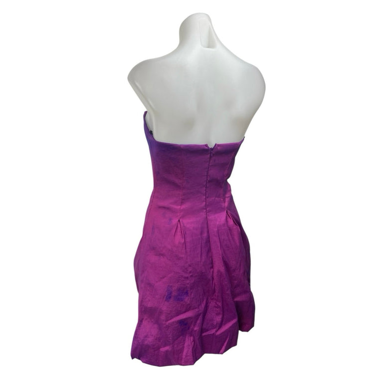 Fiesta Purple Rosette Sleeveless Strapless Mini A-Line Tank Tube Dress Size S
