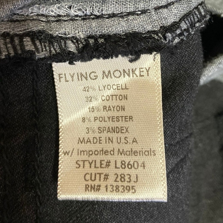 Flying Monkey Black Skinny Mid Rise Distressed Stretch Ankle Denim Jeans Pant 29