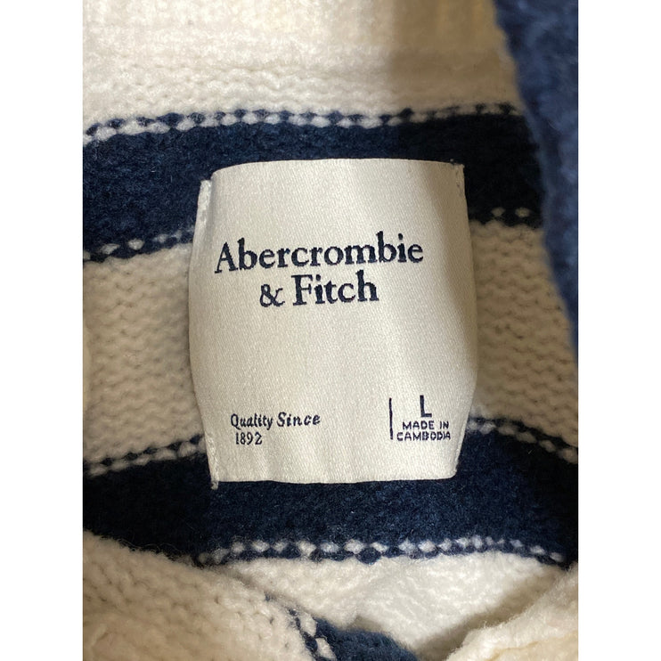 Abercrombie & Fitch Navy Blue White Wool Stripe Turtleneck Long Sleeve Sweater L