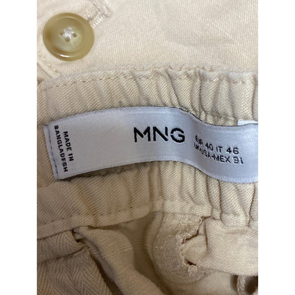 MNG Mango Women's Beige Khaki Drawstring Utility Straight Trousers Pants Size 31