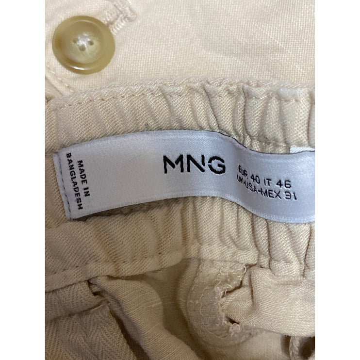 MNG Mango Women's Beige Khaki Drawstring Utility Straight Trousers Pants Size 31