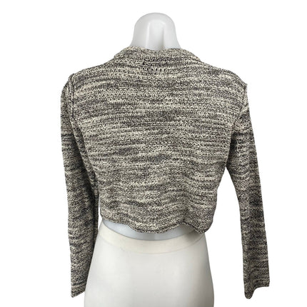 Michael Star Womens Marled Gray Knit Crew Neck Long Sleeve Crop Sweater Top XS/S