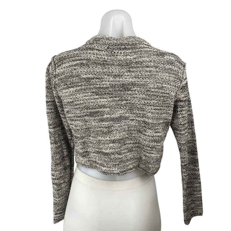Michael Star Womens Marled Gray Knit Crew Neck Long Sleeve Crop Sweater Top XS/S