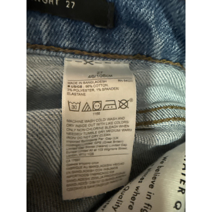 Banana Republic Blue High Rise Straight Distressed Ripped Knee Denim Jeans Sz 27