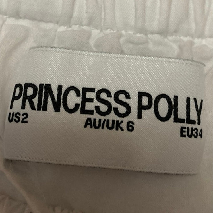 Princess Polly Women's White Pleated Tie Waist Tiered Mini A Line Skirt Size 2