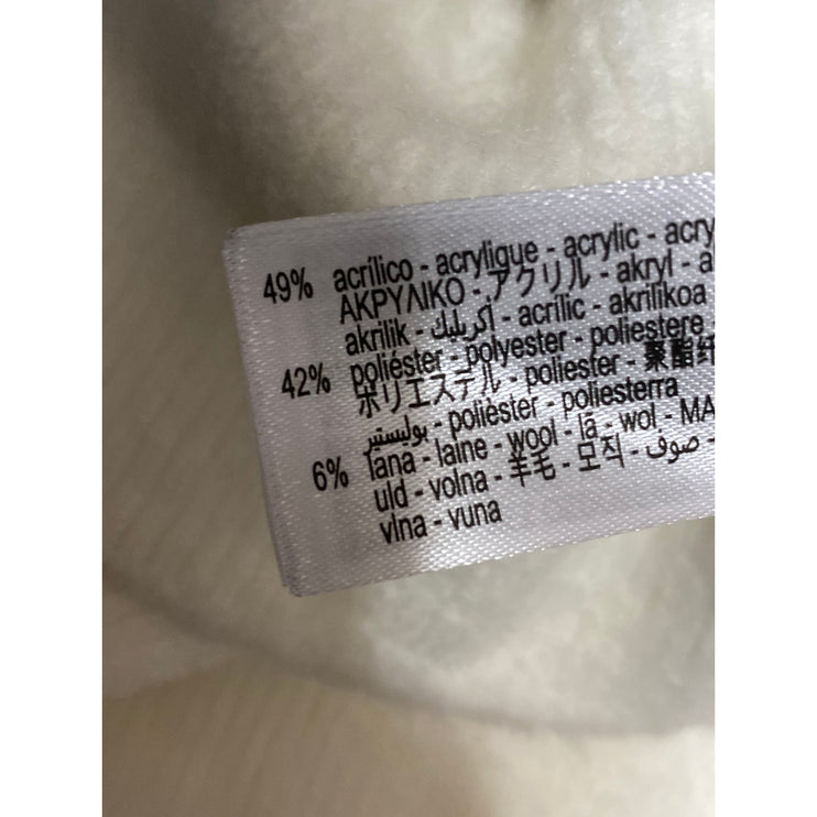 Zara Women's Cream White Studded Beaded Cutout Long Sleeve Crop Sweater Top Sz S