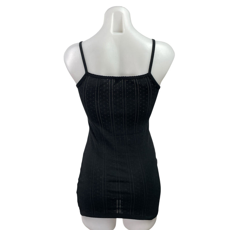 Cou Cou Intimates Picot Black Sleeveless Cami Camisole Mini Bodycon Dress Sz XXS