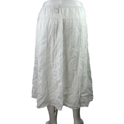 NEW J. Crew Women's White Peasant Boho Tiered Flowy Crinkle Maxi Skirt Size XL