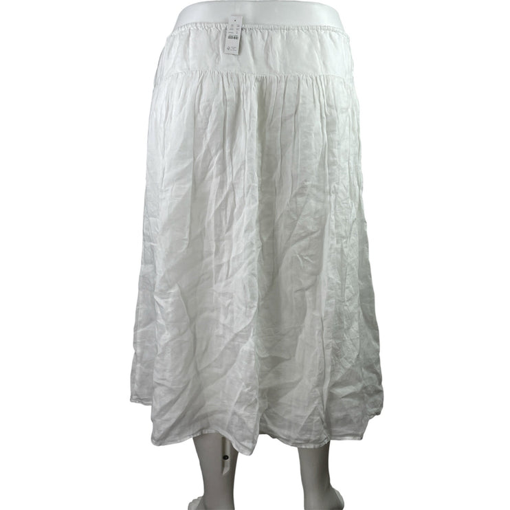 NEW J. Crew Women's White Peasant Boho Tiered Flowy Crinkle Maxi Skirt Size XL