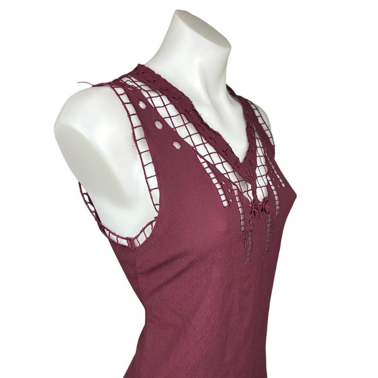 Staring at Stars Maroon Red Cutout Eyelet V Neck Sleeveless Romper Short Size S