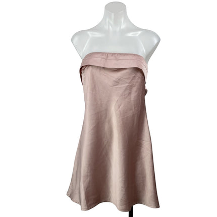 Princess Polly Phillipa Pink Silky Satin Strapless Bandeau A-line Mini Dress 8