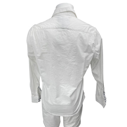 Denim & Flower Men's White Long Sleeve Collared Button Down Shirt Top Size L
