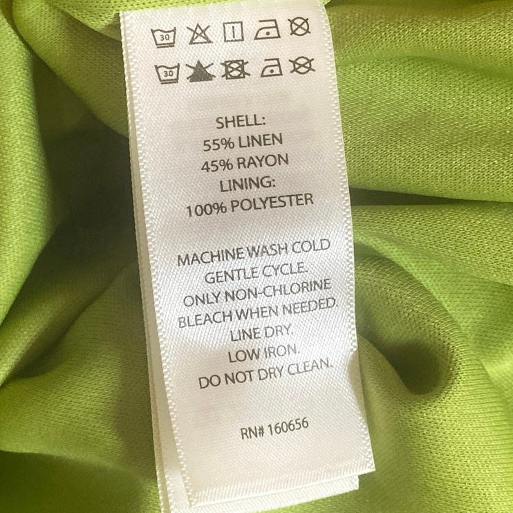 Sincerely Jules Green Linen Pleated Corset Mini Bubble Tank Flare A-Line Dress M