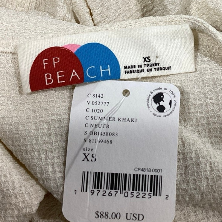 NEW Free People FB Beach Cream Summer Khaki Layla Deep V Maxi Dress Size XS