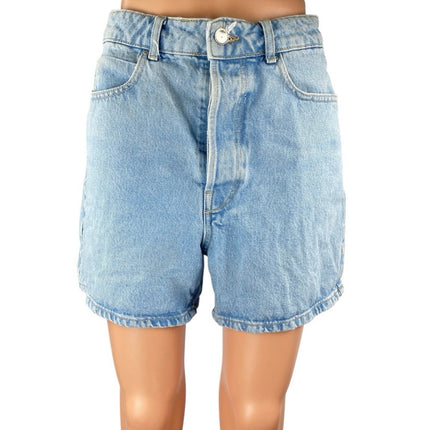 Zara Women's Blue Light Wash High Waisted Boyfriend Denim Jean Shorts Size 6