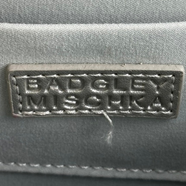 Badgley Mischka Silver Rhinestone Studded Gemstone Bridal Hard Satchel Handbag