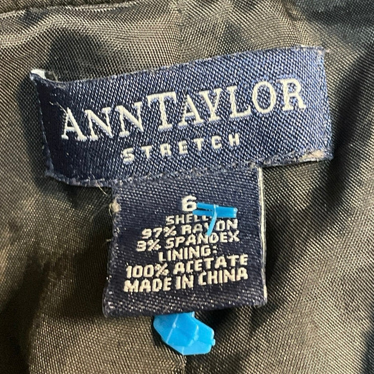 Ann Taylor Women's Black Long Sleeve Collared Button Down Shirt Jacket Size 6