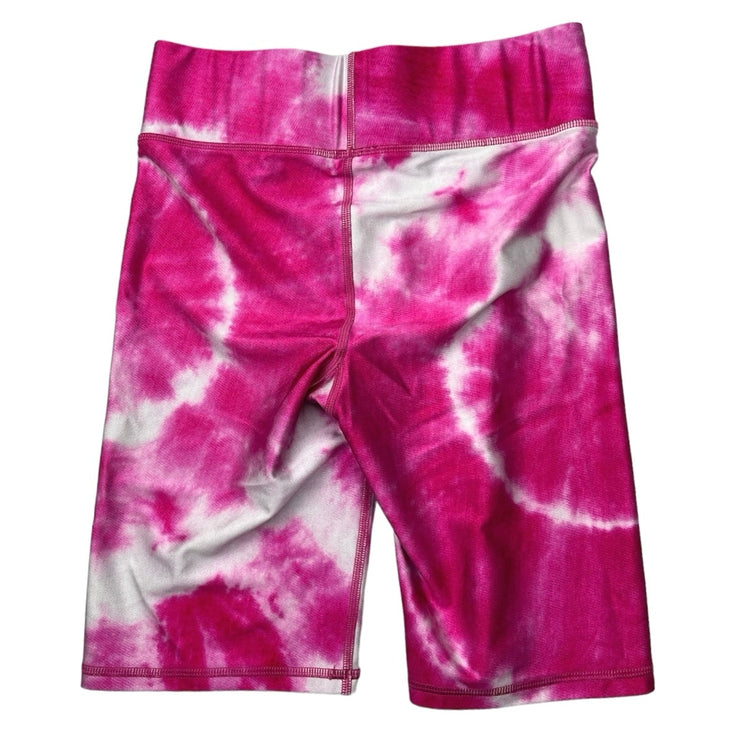 Terez Pink White Tie Dye Mid Rise Pull On Stretch Yoga Athletic Bike Short Sz S