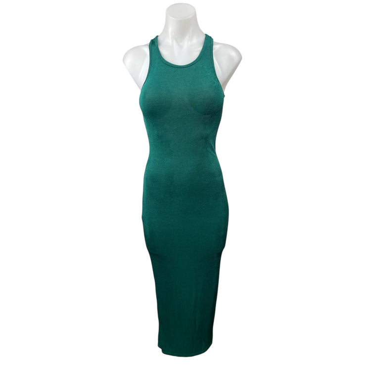 Lioness Women's Green Sleeveless High Neck Racerback Maxi Bodycon Dress Size XS