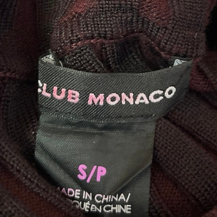 Club Monaco Purple Rib Knit Long Sleeve High Neck Mini Bodycon Sweater Dress S