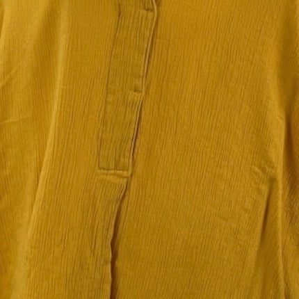 H&M Women's Mustard Yellow Short Sleeve V Neck Henley Blouse Shirt Top Size 10