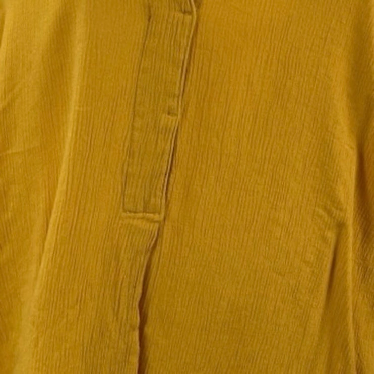 H&M Women's Mustard Yellow Short Sleeve V Neck Henley Blouse Shirt Top Size 10